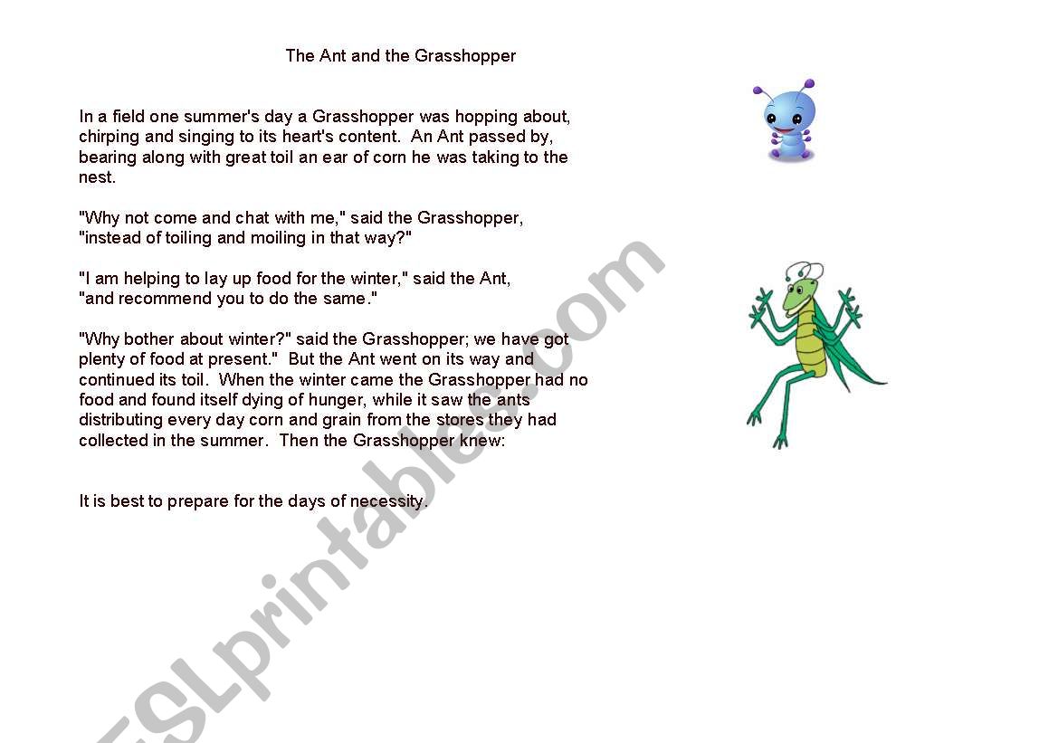 Fable The Ant and the Grasshopper