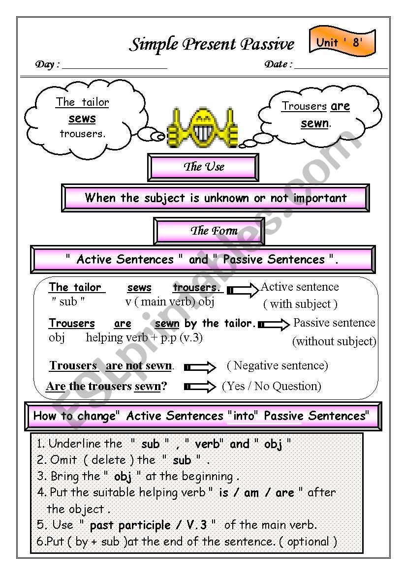 passive worksheet