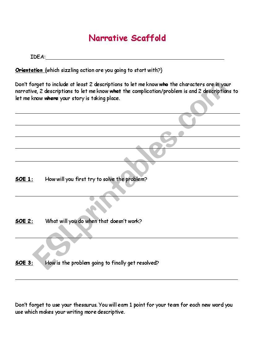 Narrative Scaffold worksheet