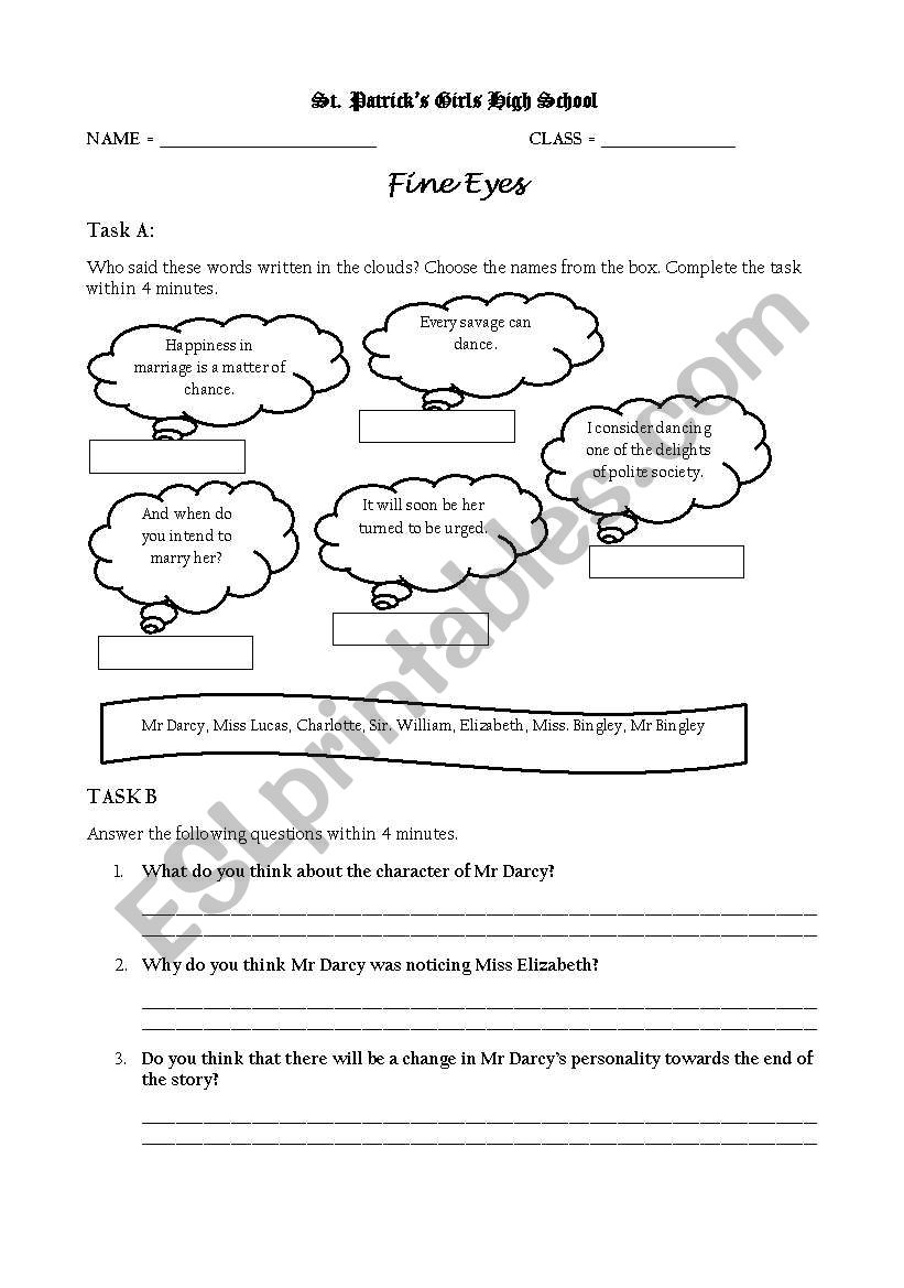 English Worksheets Literature Worksheet