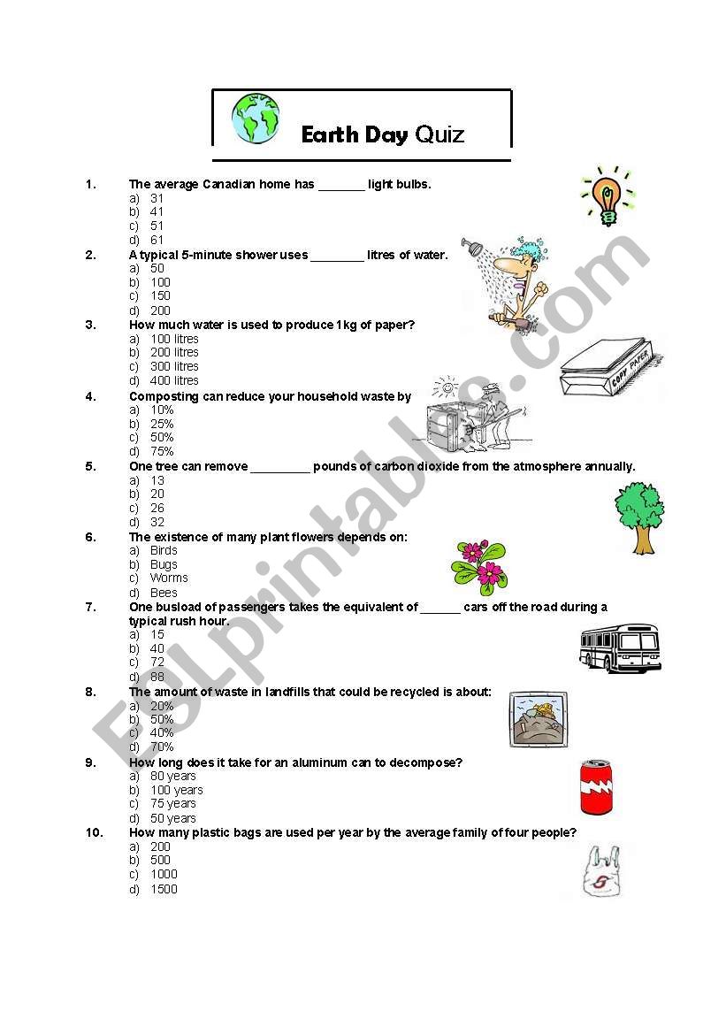 Earth Day Quiz worksheet