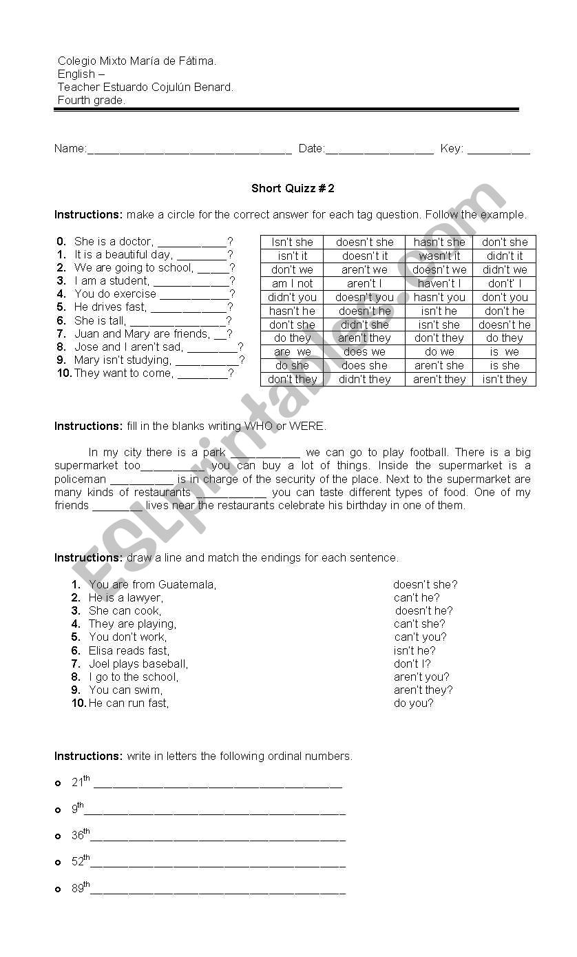 Grammar Review worksheet