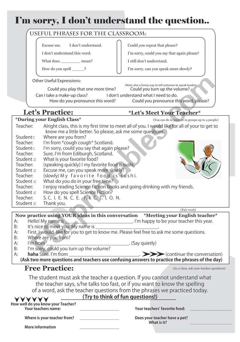 Classroom English worksheet