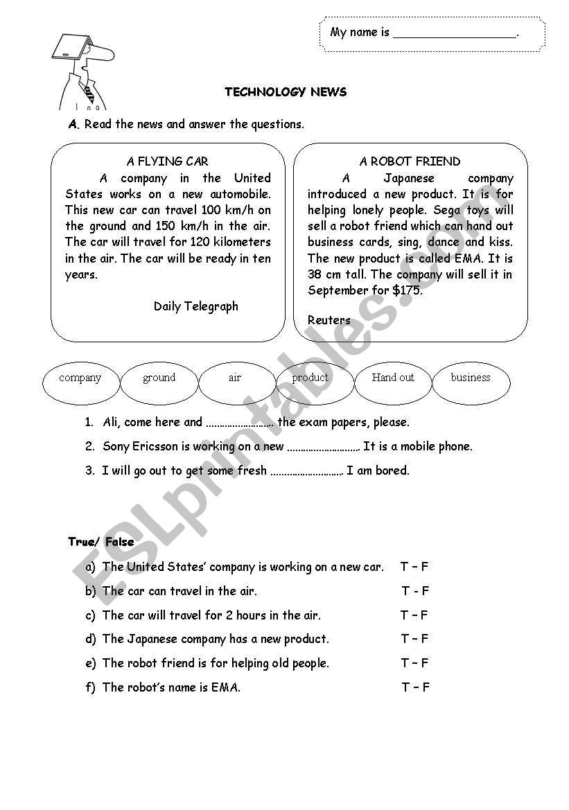 Technology News worksheet