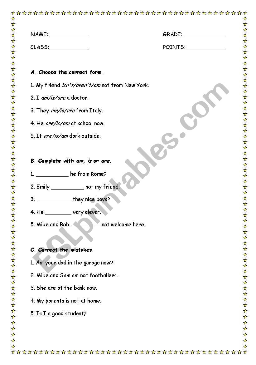 To be exercises/test worksheet