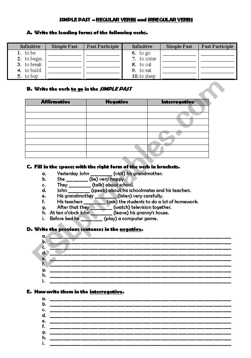 Past Simple worksheet