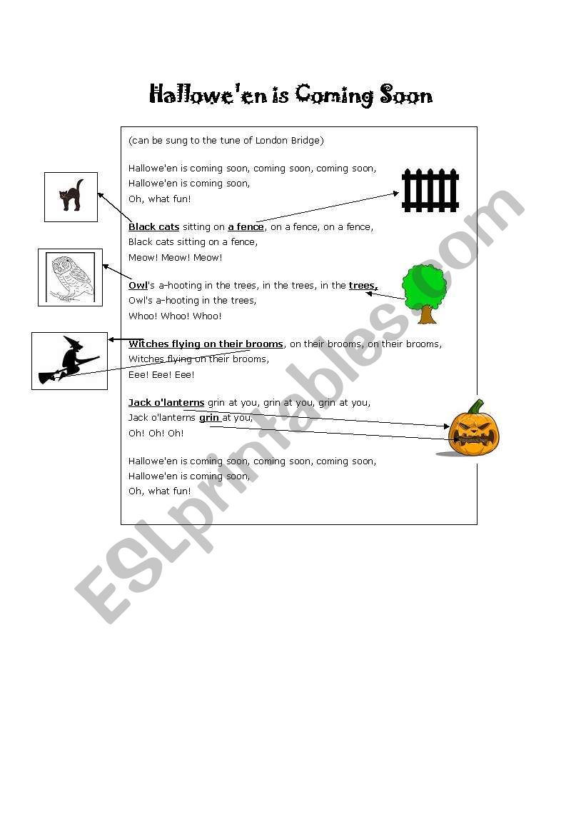 Halloween song worksheet