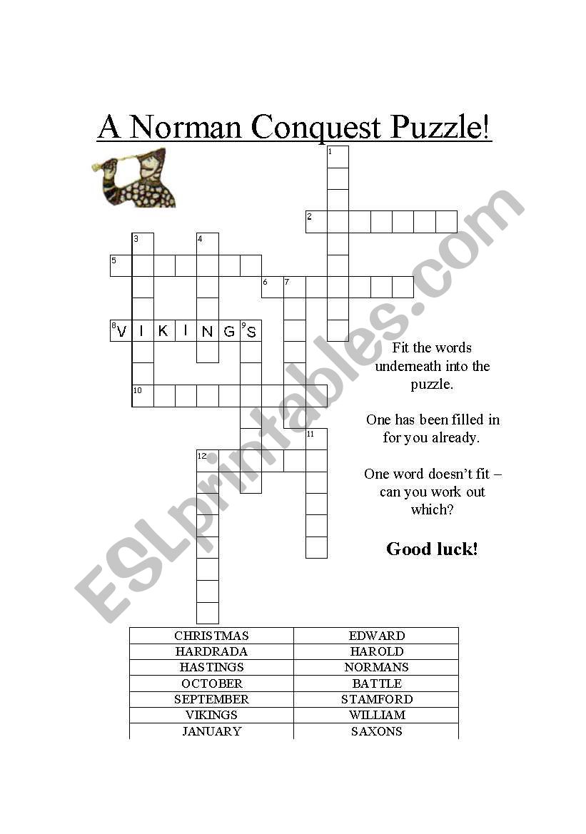 norman conquest puzzle worksheet