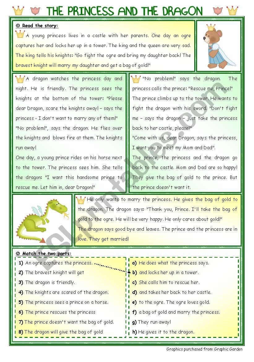 Fairy Tales/ Stories (12): The (Bear...) Princess and the Dragon - 2 pages