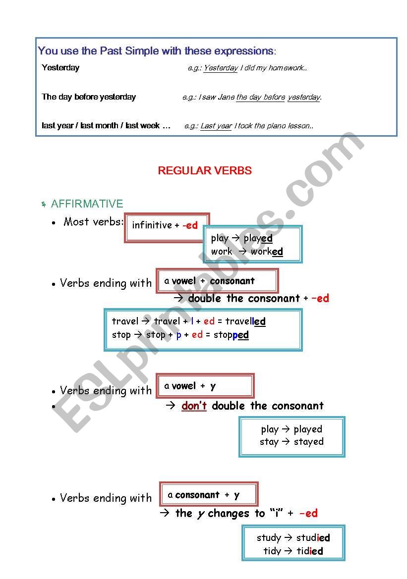 Past simple worksheet