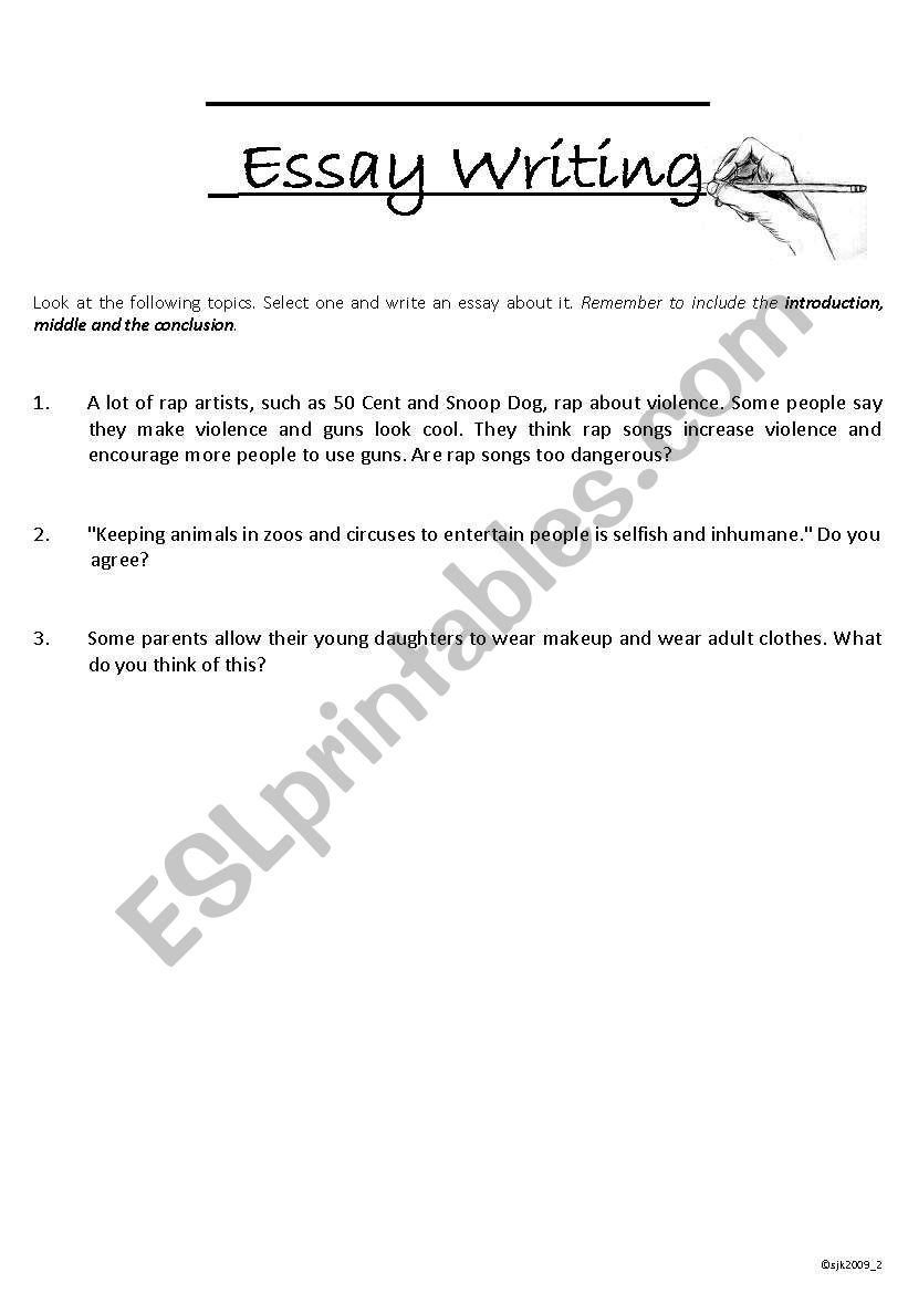 Essay Writing worksheet