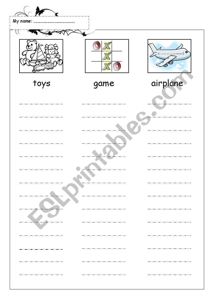 toys worksheet