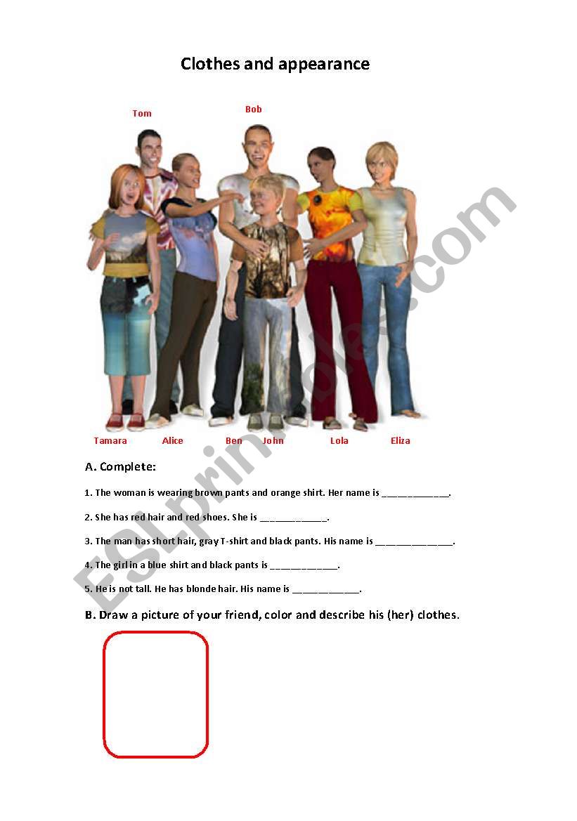 Clothes and appearance worksheet