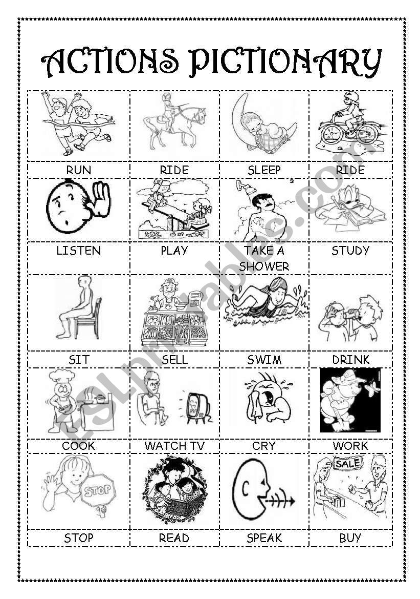 ACTIONS PICTIONARY worksheet