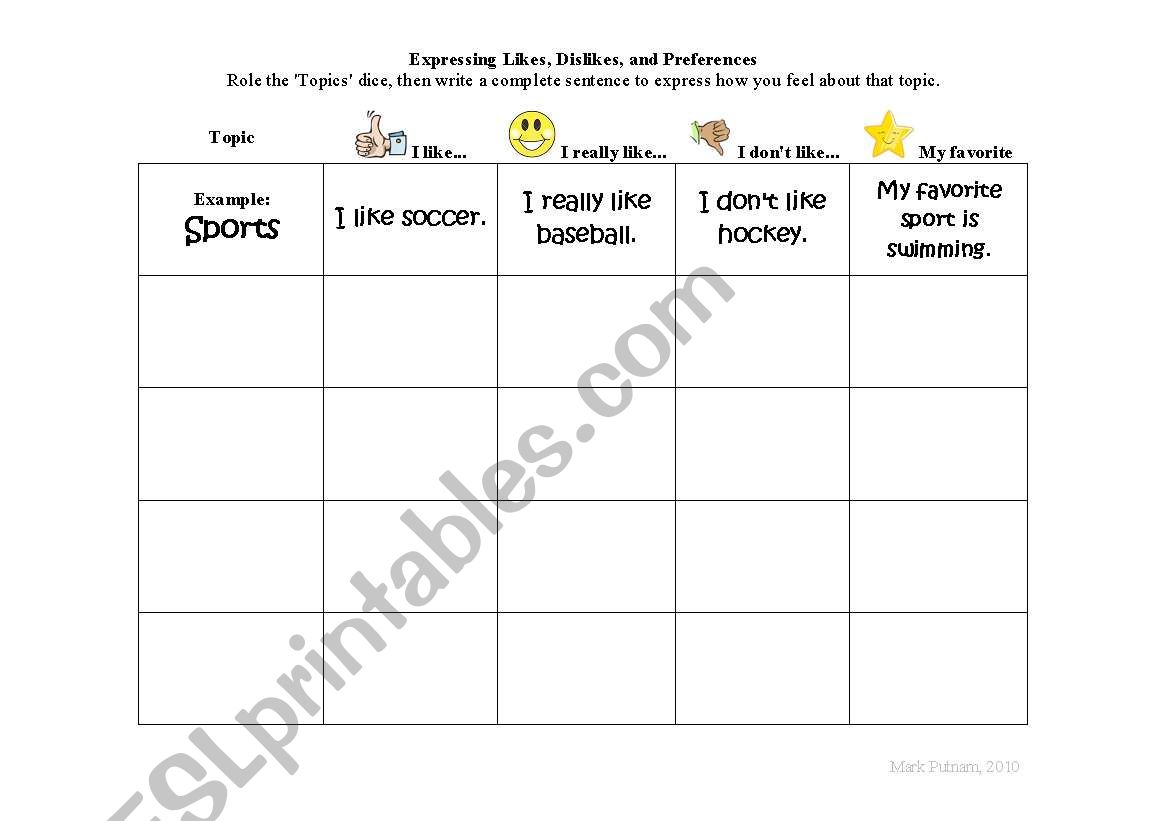 Expressing Likes, Dislikes, and Preferences