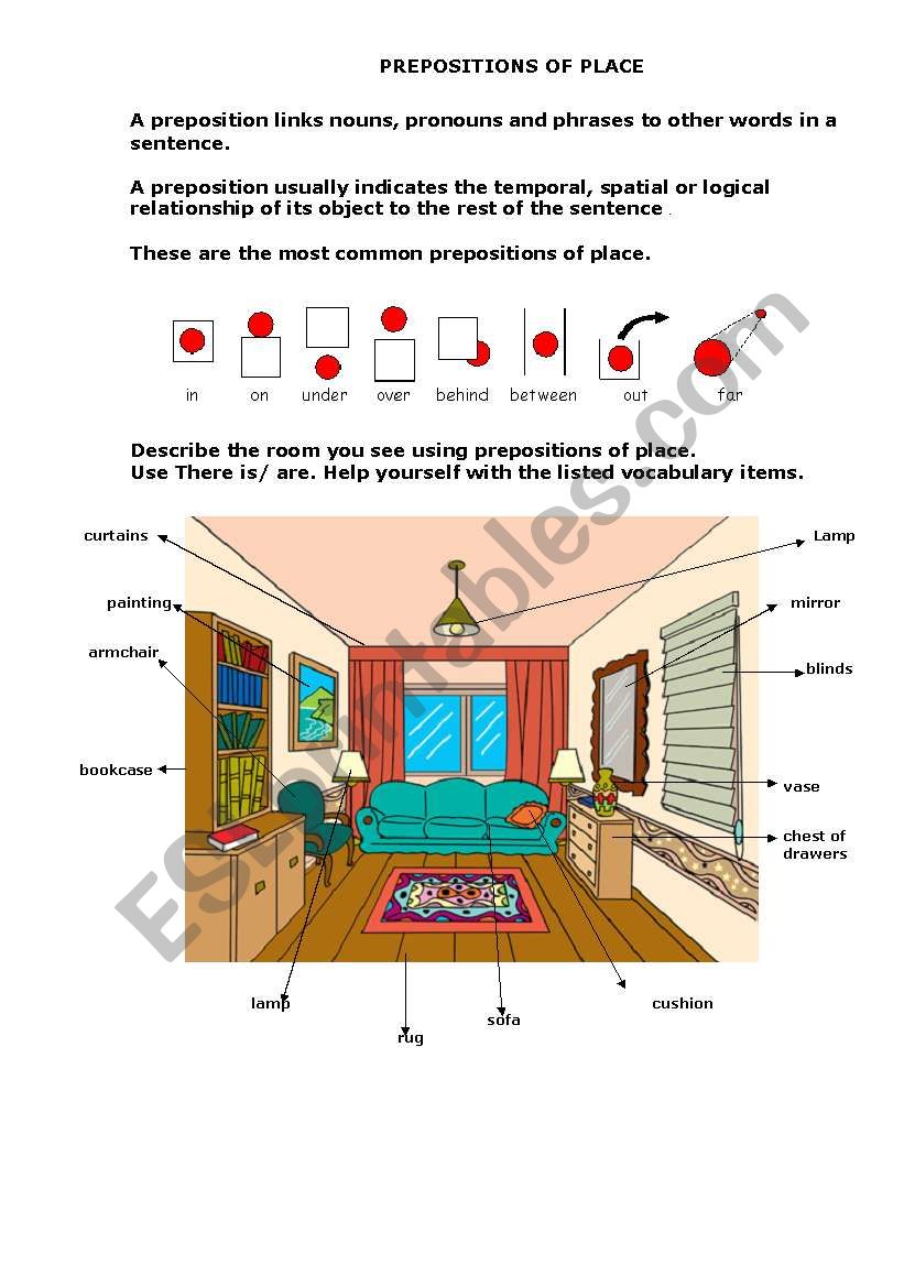 PREPOSITIONS OF PLACE worksheet