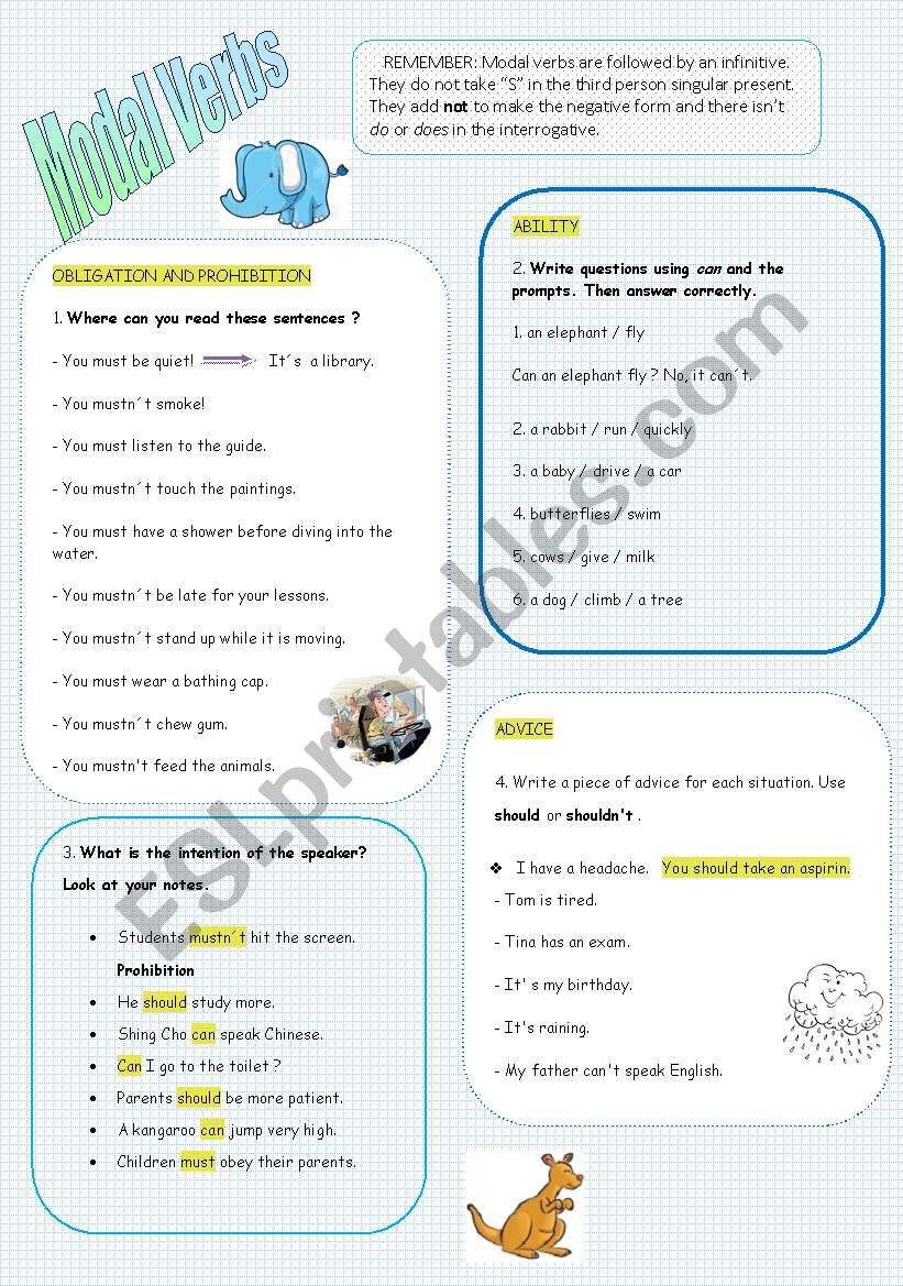 Modal Verbs worksheet