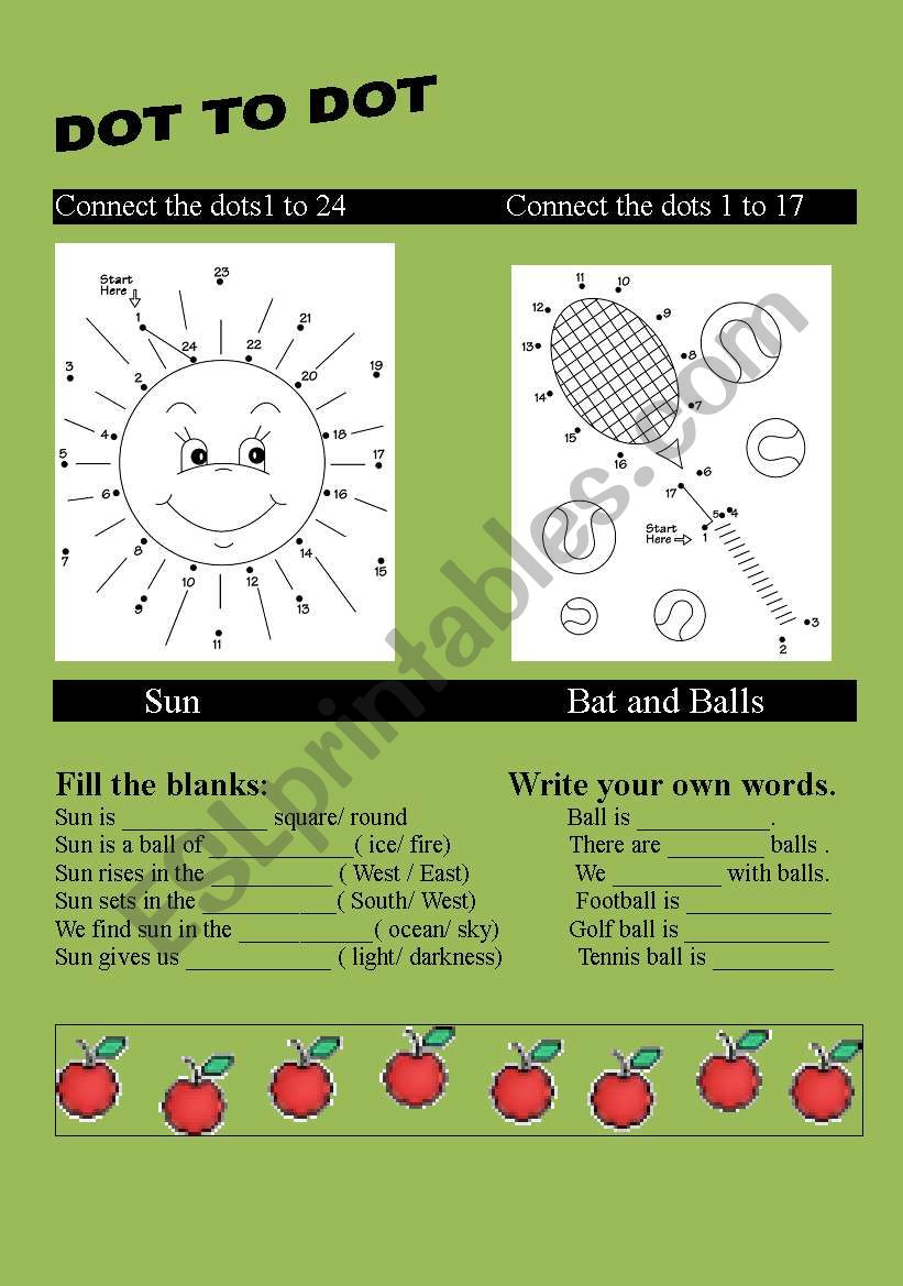 Conecting the dots worksheet