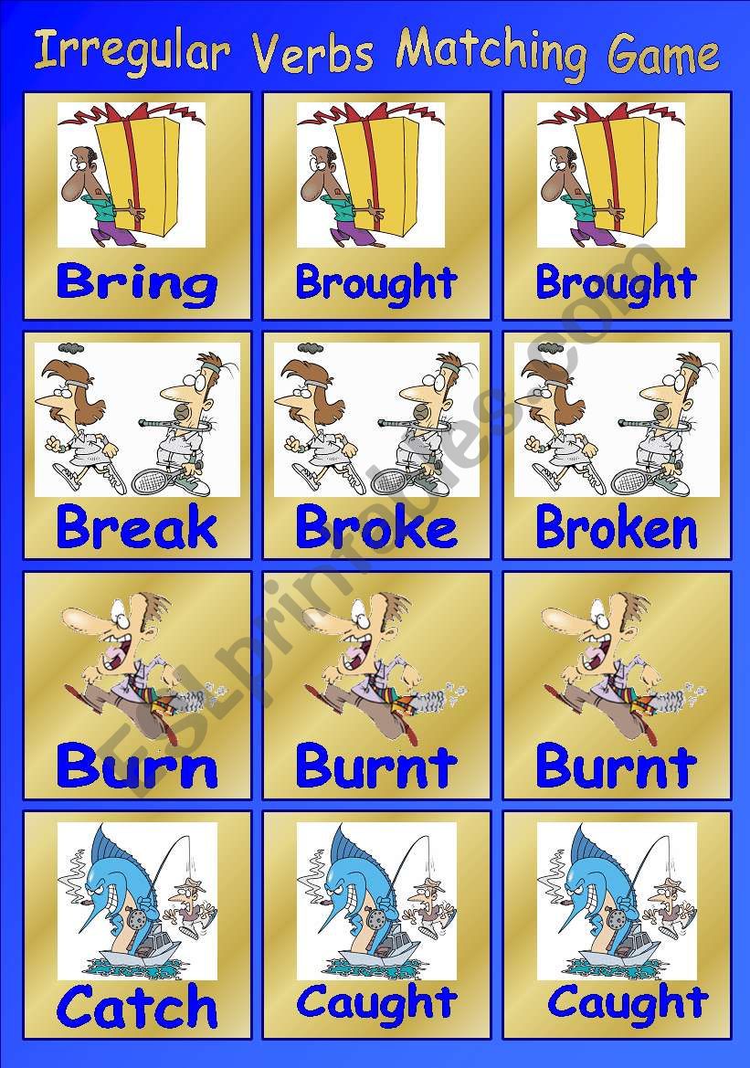 Irregular Verbs Matching Game 1 of 3