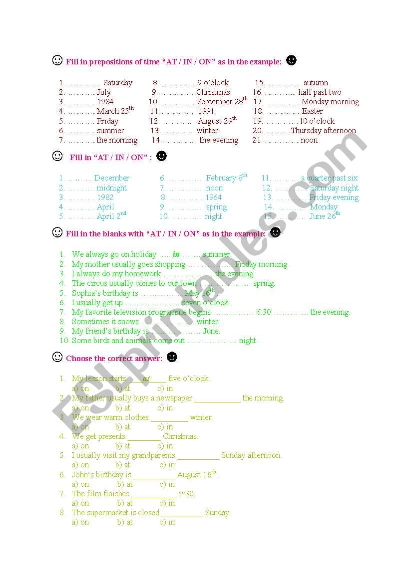 prepositions (time-place) worksheet