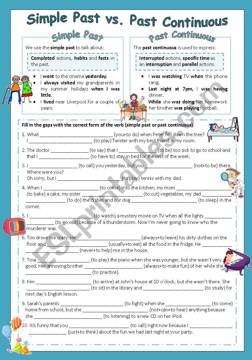 simple past - past continuous worksheet