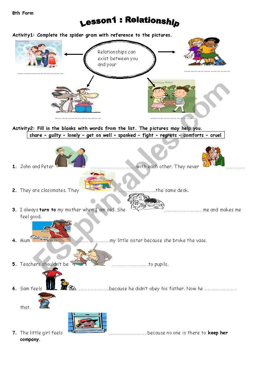 relationships worksheet