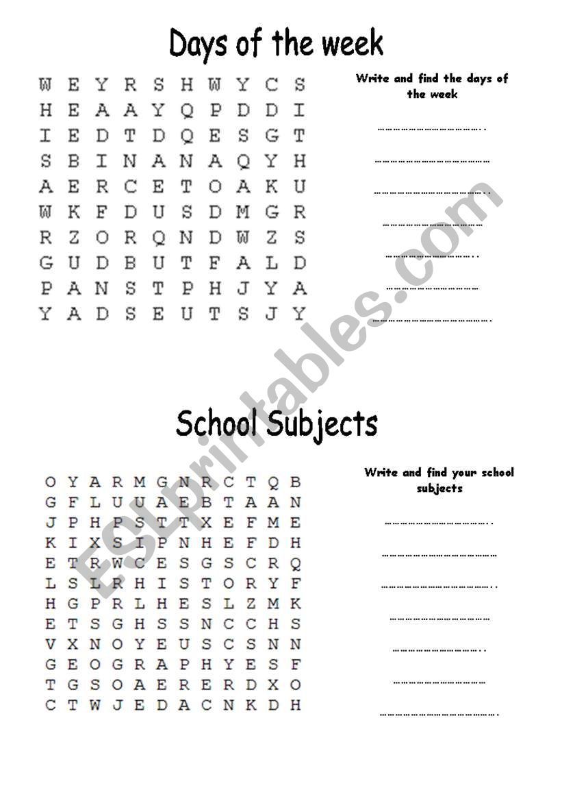 WordSearch worksheet