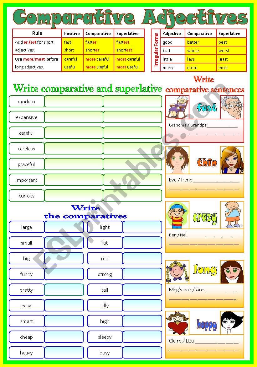 Comparative Adjectives _ (B/W & Keys)