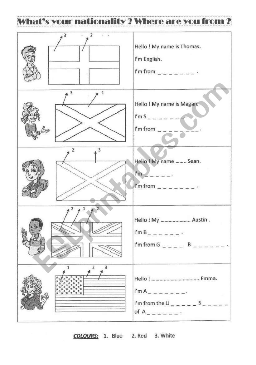 nationality / origin exercise worksheet