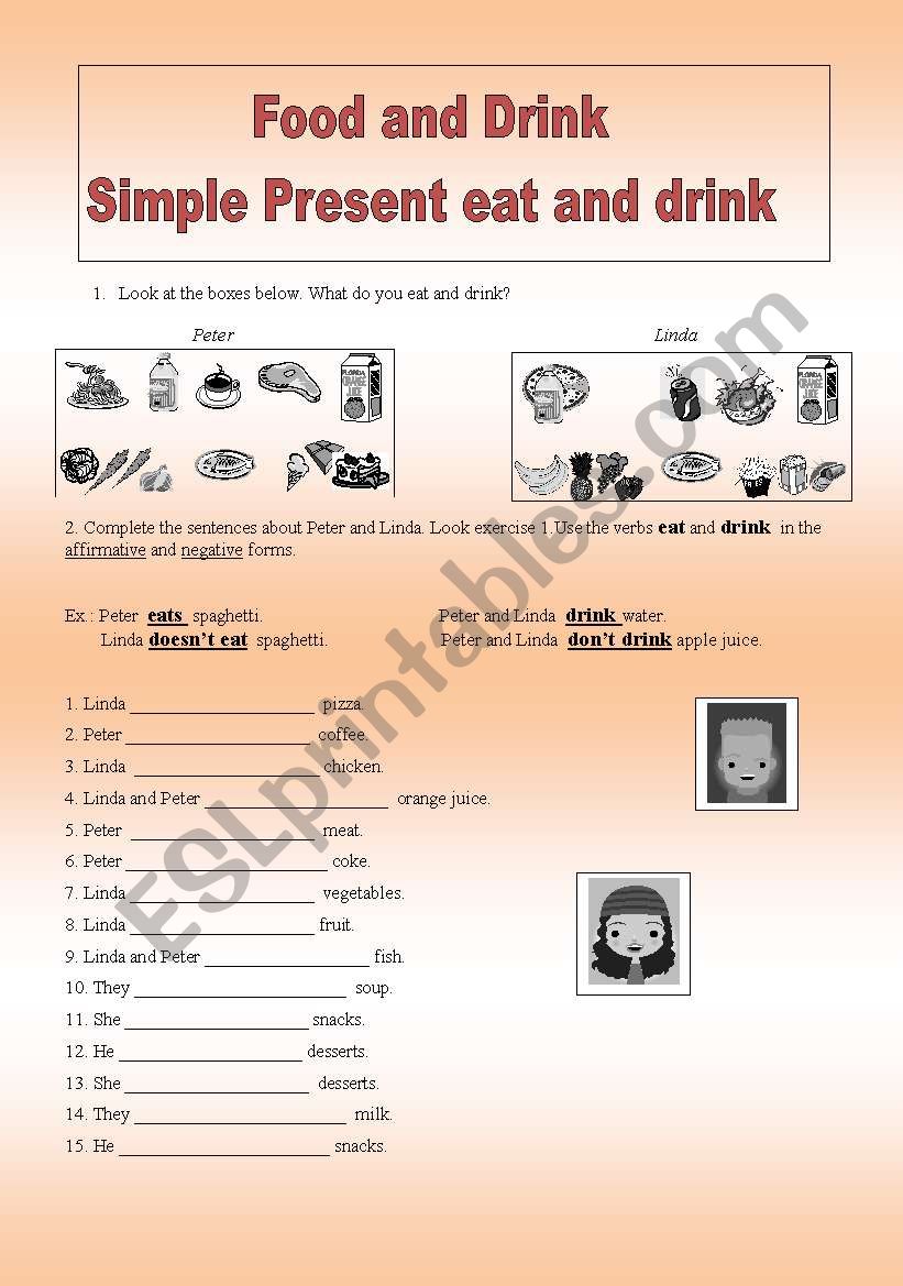 Food and drink worksheet