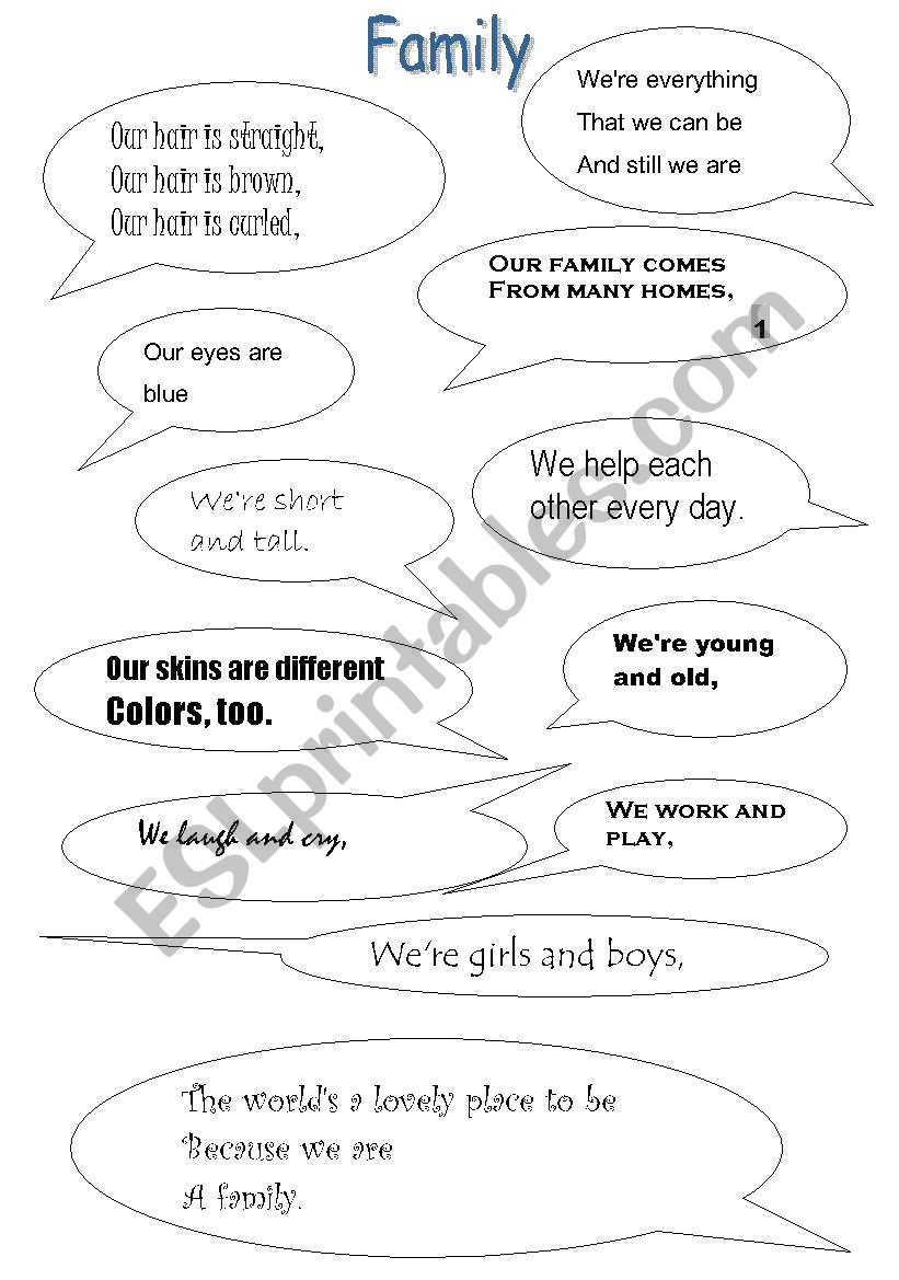 Family poem worksheet