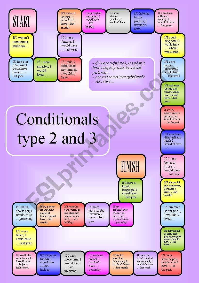 Mixed Conditionals - a boardgame - type 2 and 3 (editable)