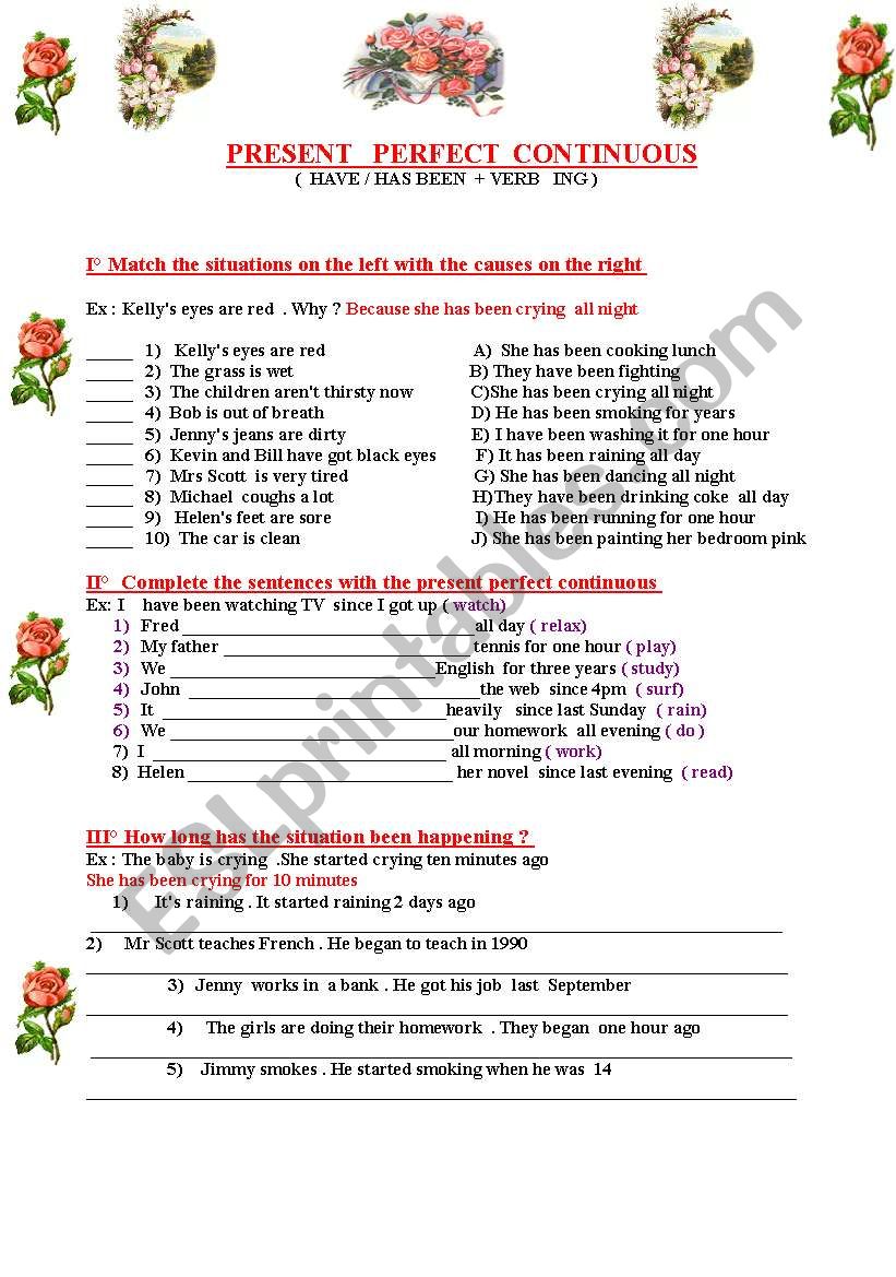 Present Perfect Continuous  worksheet