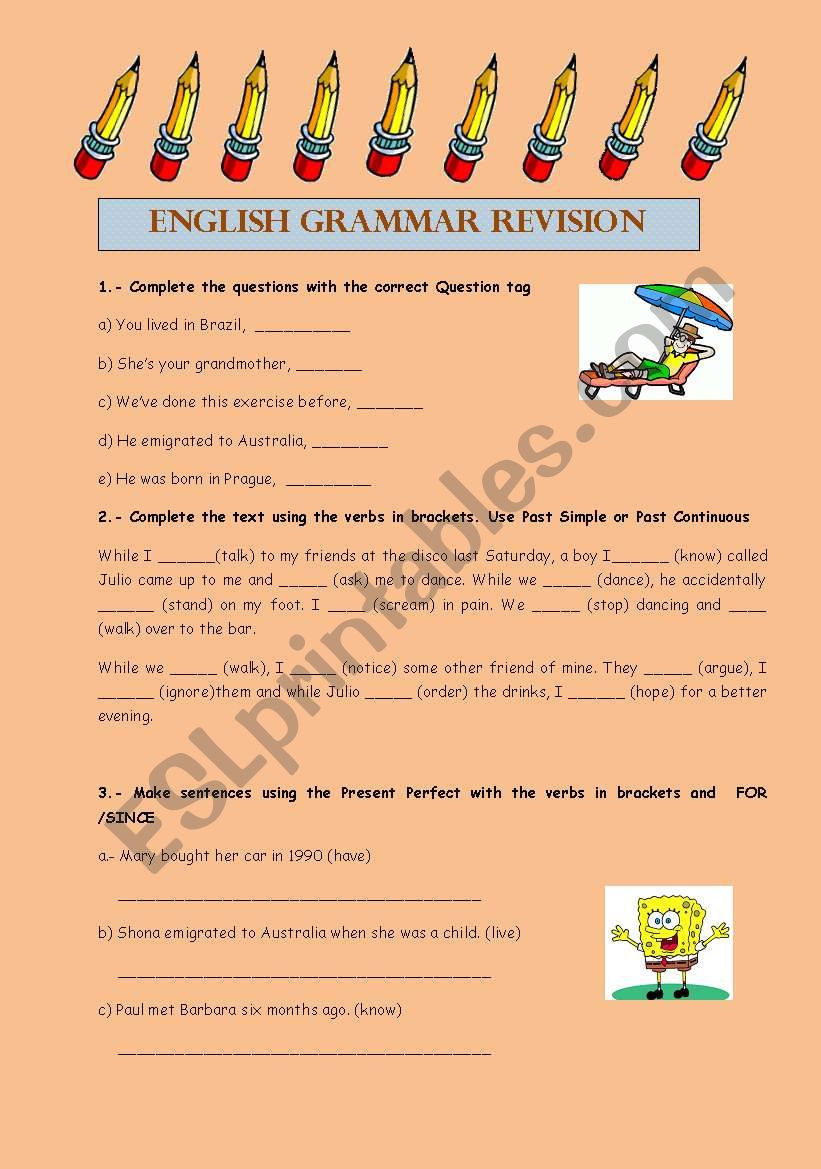 GRAMMAR REVISION worksheet