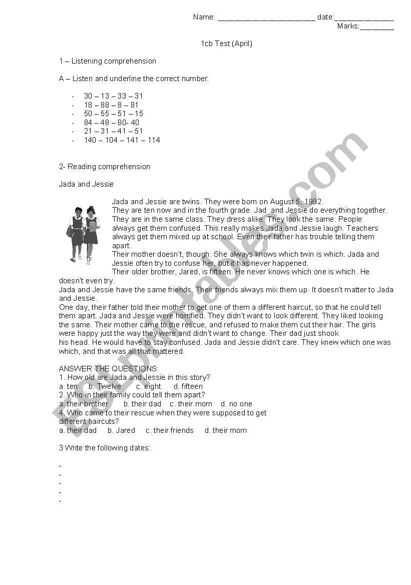 begginers test worksheet