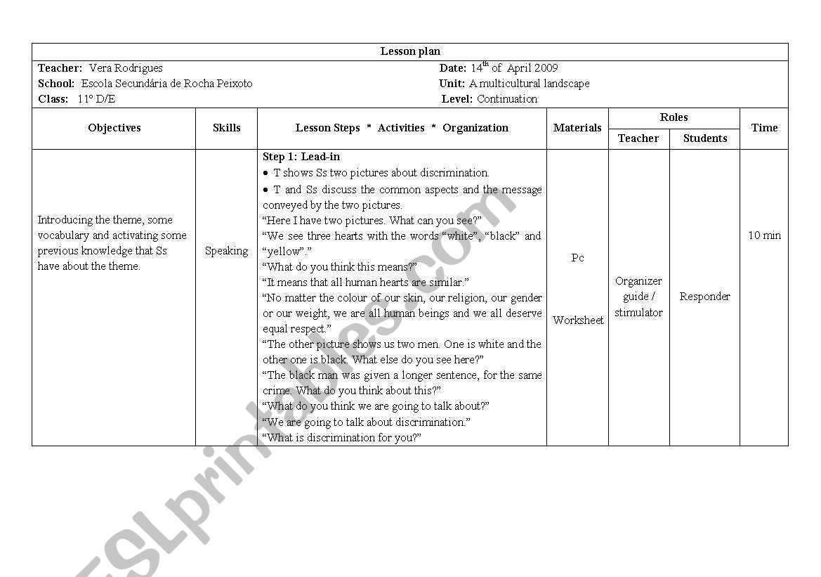 racism worksheet