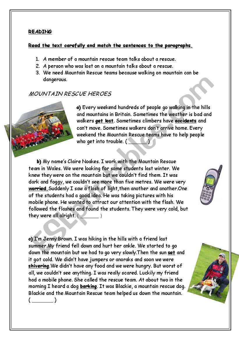 mountain rescue heroes worksheet