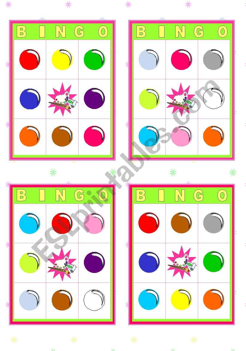 Bingo Cards  -  Colours worksheet