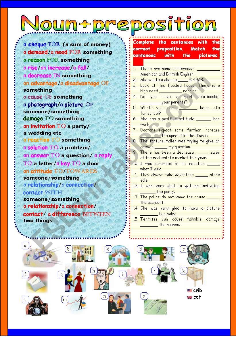 Noun preposition ESL Worksheet By Ptienchiks