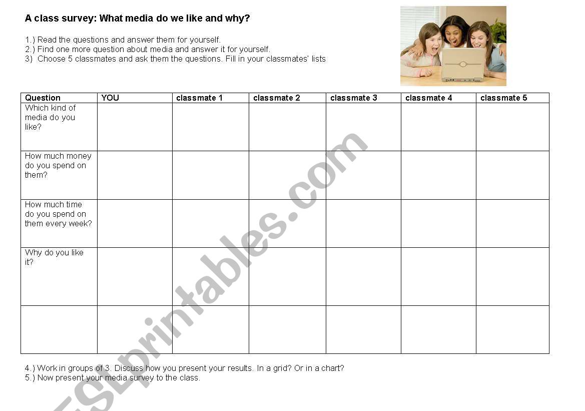 Media Survey worksheet