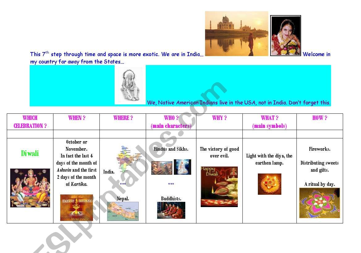 special days : step 7 - Diwali (Indian Day)