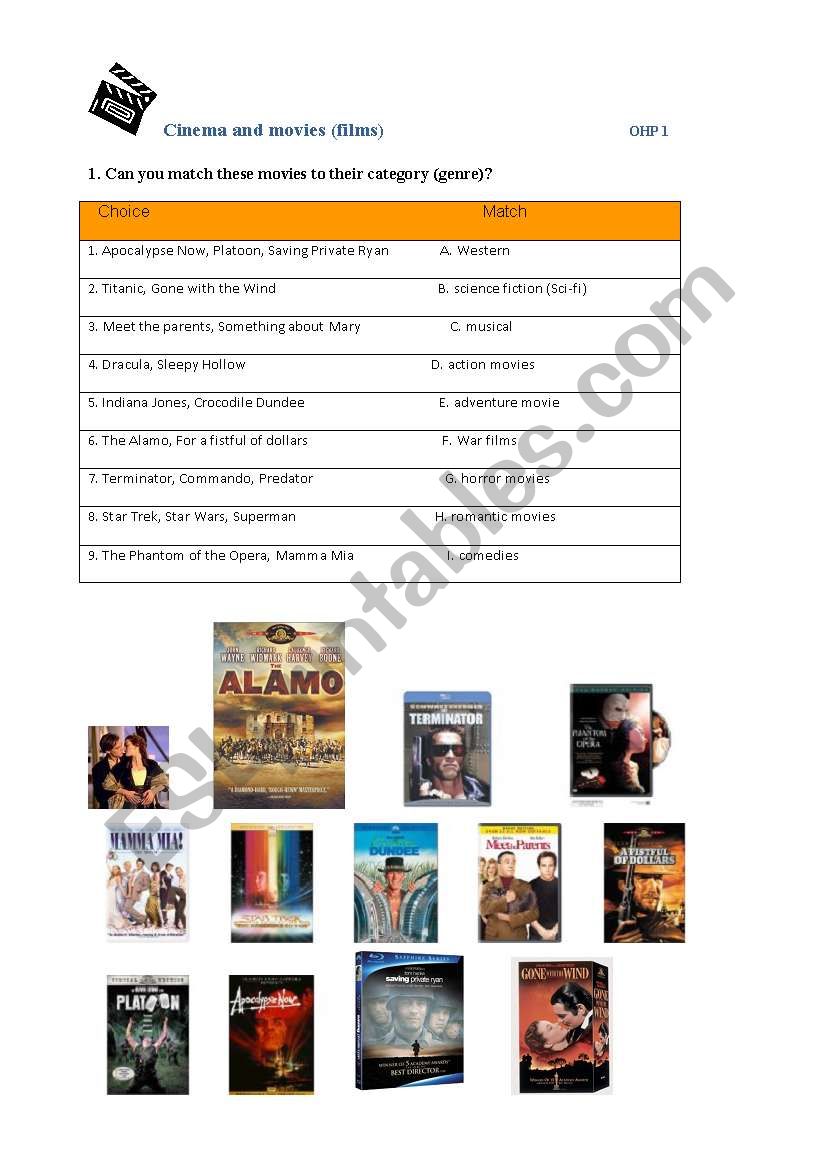 Film Genres worksheet