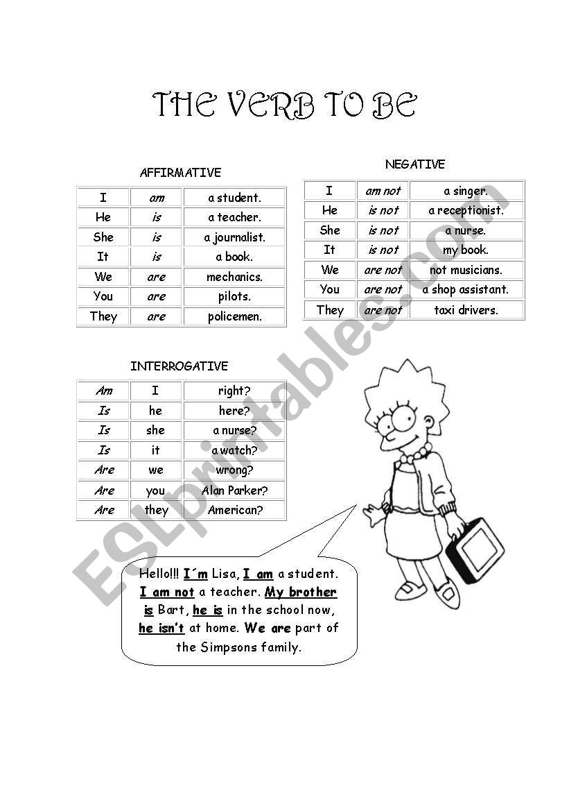 The verb to be worksheet