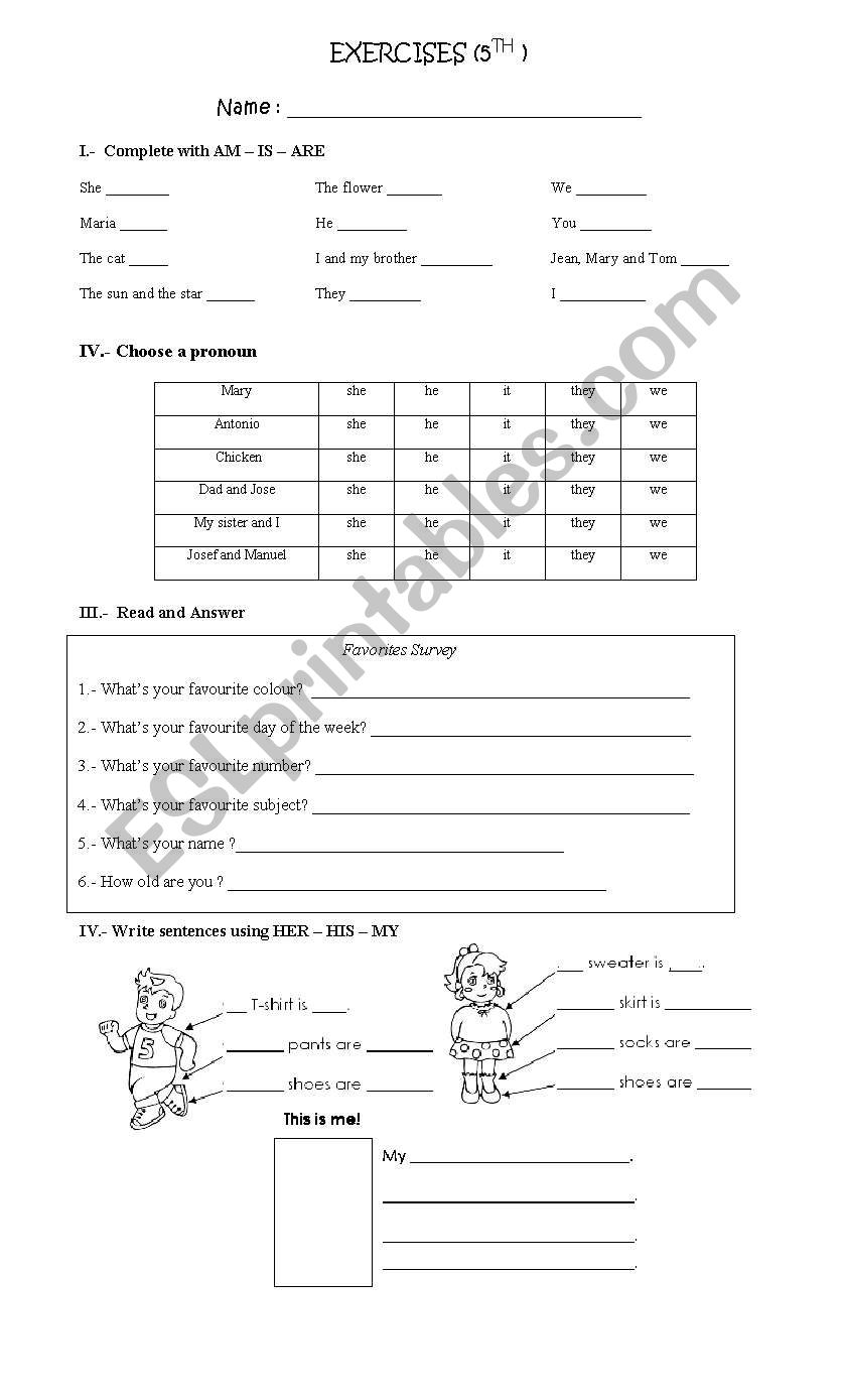 TOBE VERB worksheet