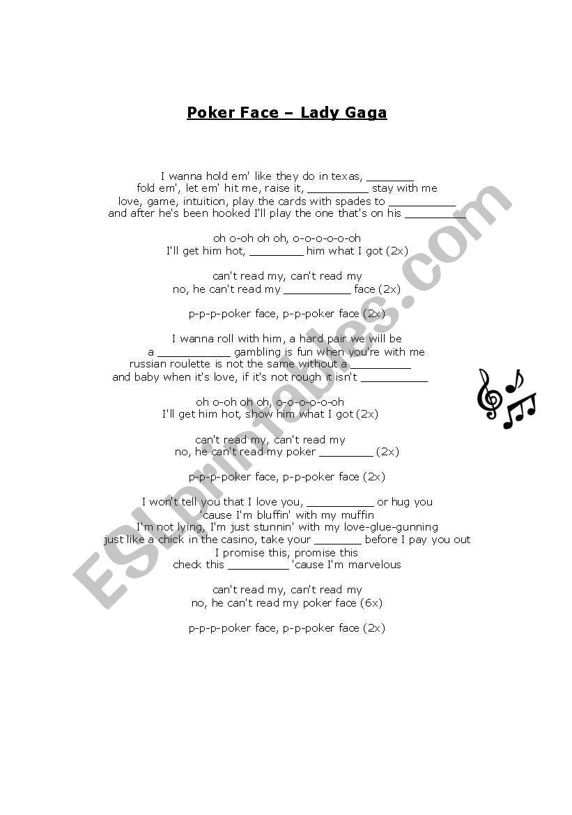 Lady Gaga - Poker Face worksheet