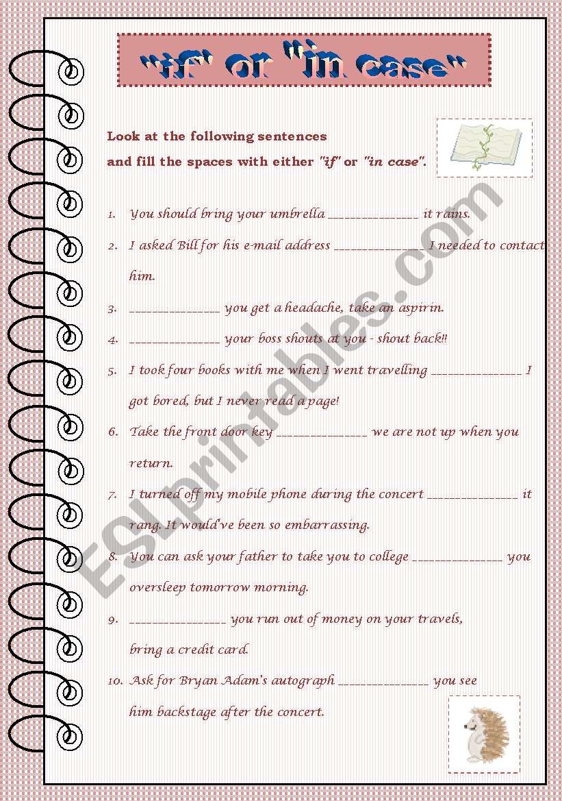 SIMILAR WORDS - IF or IN CASE worksheet