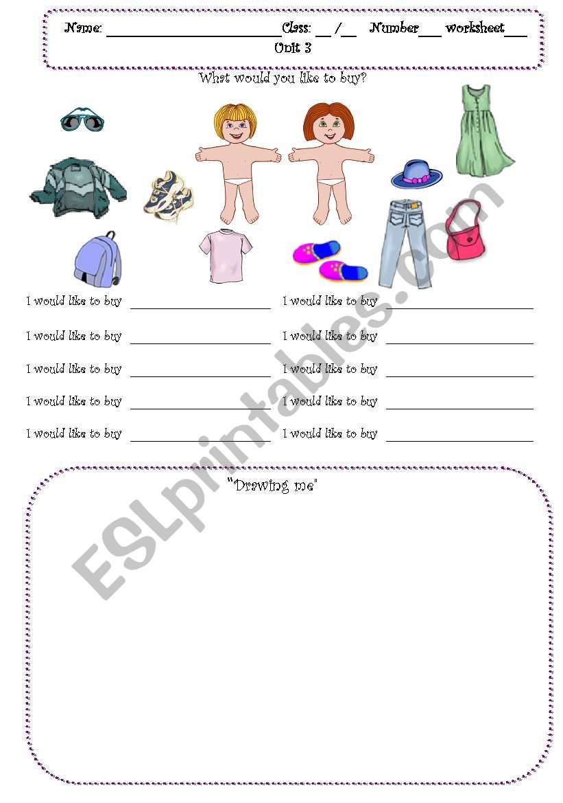 what would you like to buy? worksheet