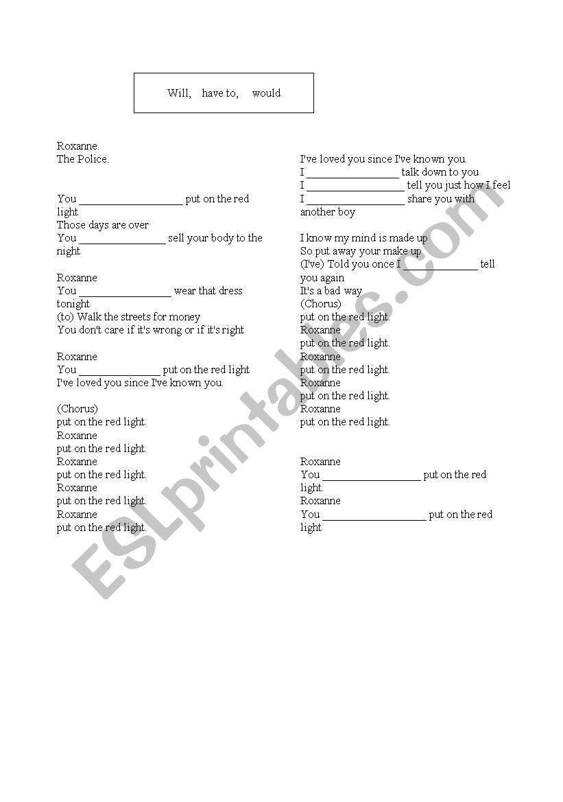 Modals Song worksheet