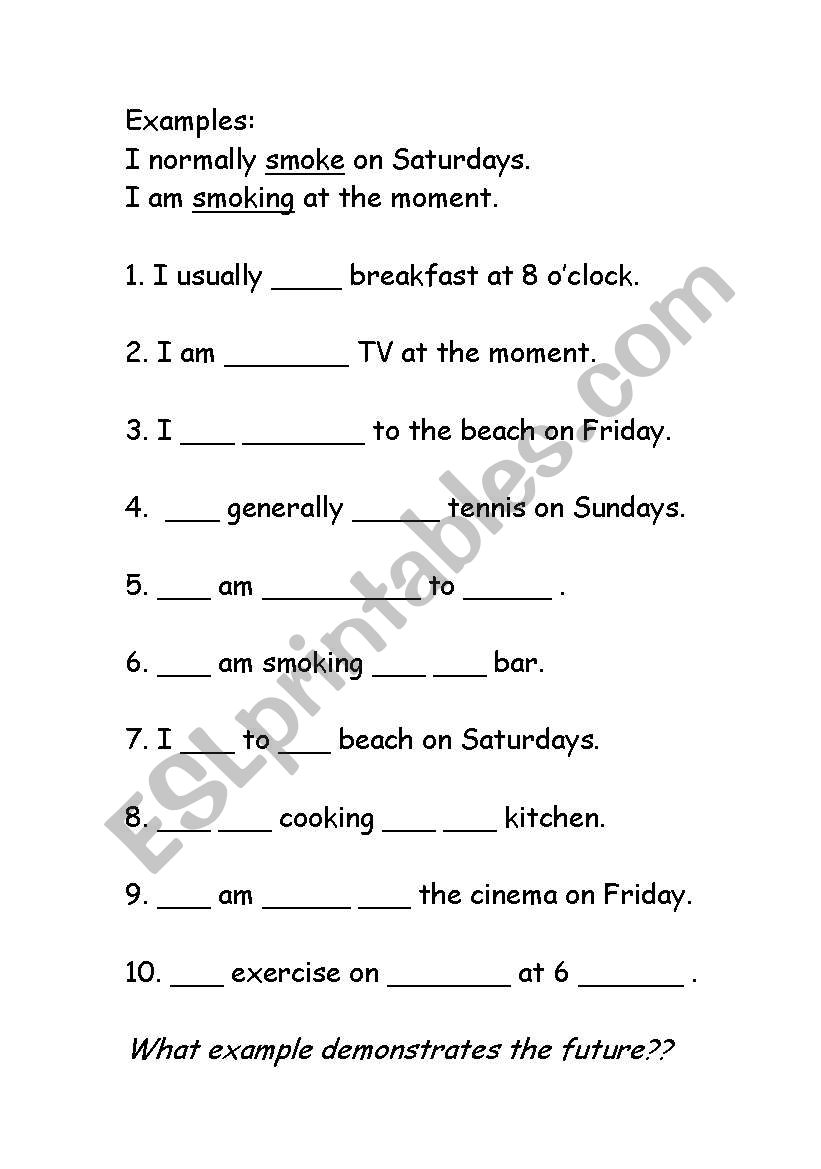 Present continuous versus present simple