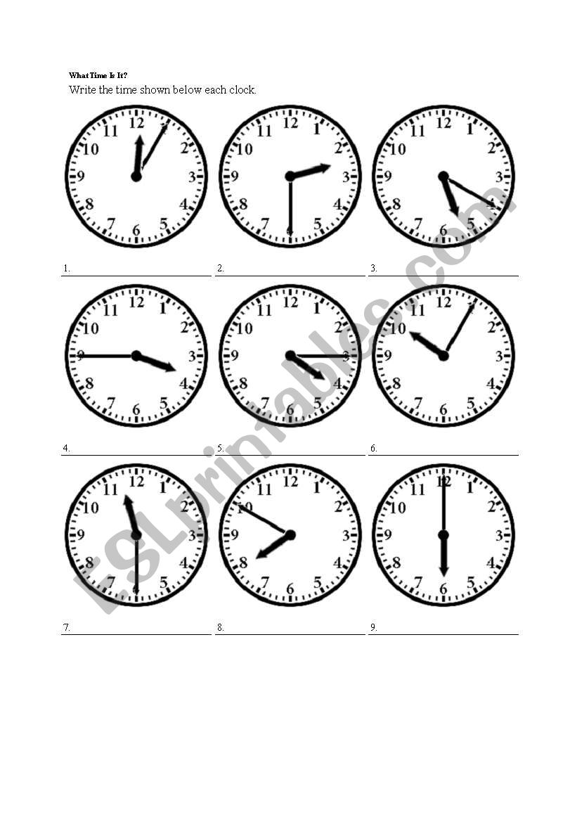 What time is it worksheet